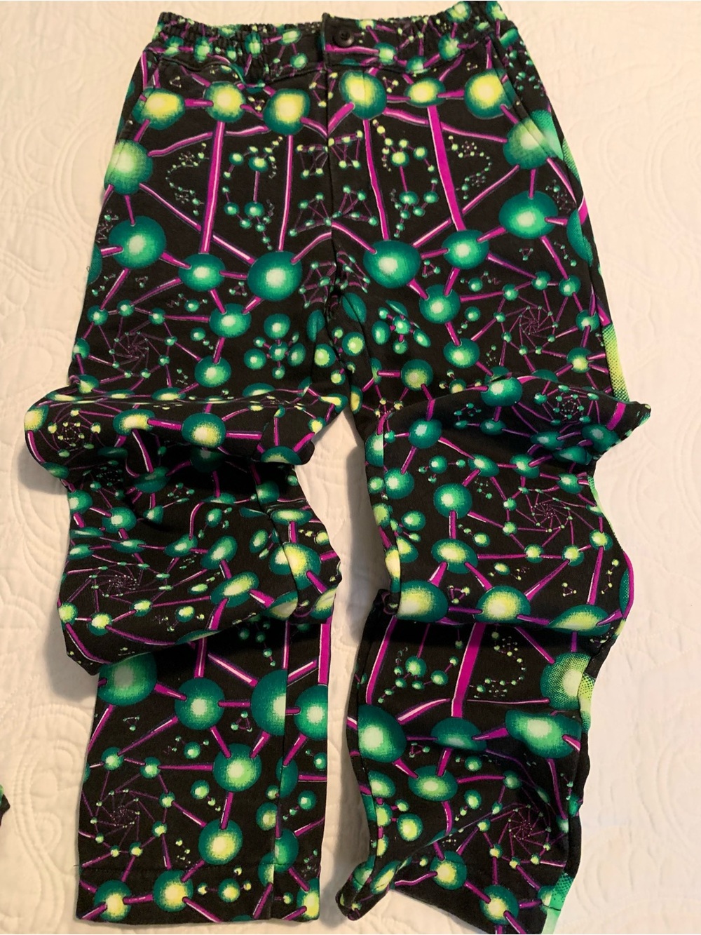 Trousers Pants Psychedelic 'Atomic Alien', Cotton Fleece, UV Reactive